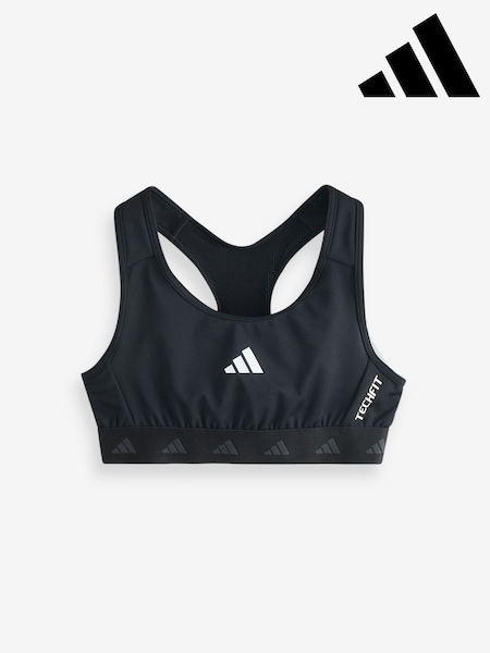 adidas Black Techfit Power React Bra (K97592) | £18