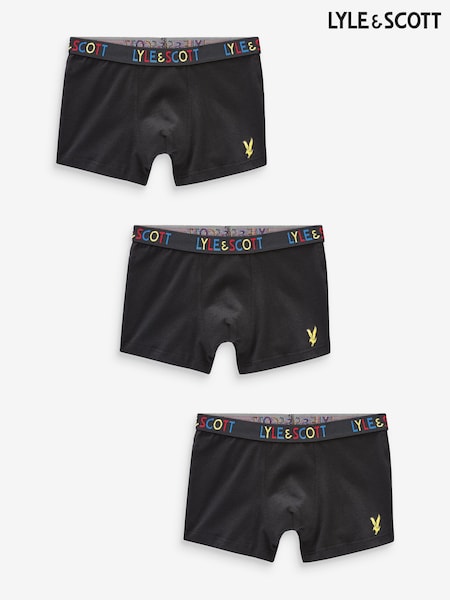 Lyle & Scott Black Nevan Boys Underwear Trunks 3 Pack (K97858) | £20