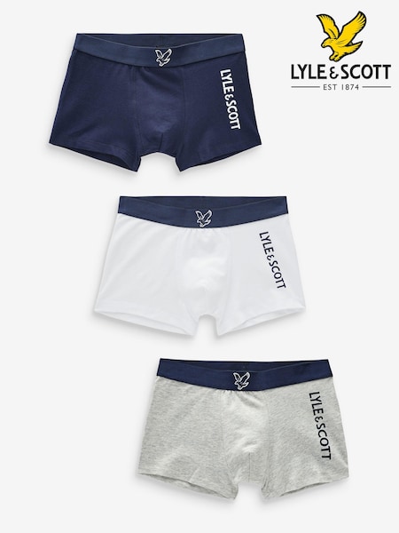 Lyle & Scott White Underwear Boys Enrico Trunks 3 Pack (K97860) | £20