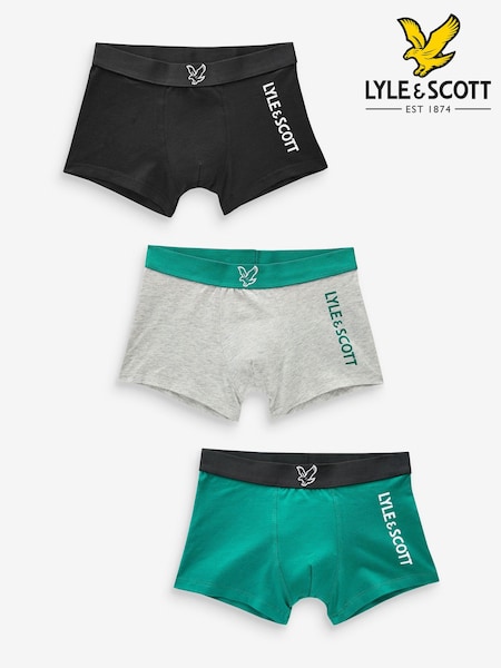Lyle & Scott Green Boys Enrico Underwear Trunks 3 Pack (K97871) | £20