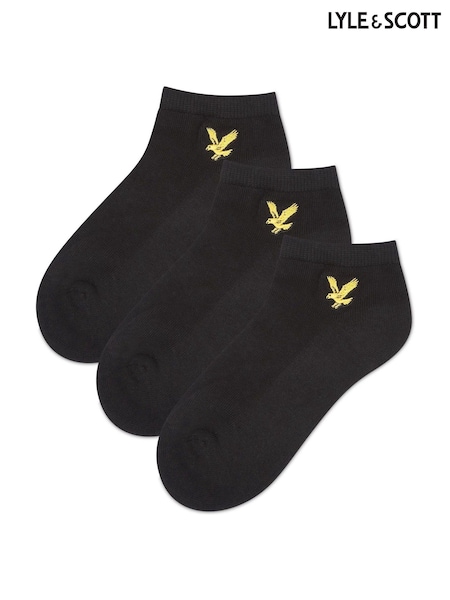 Lyle & Scott Black Boys Cotton Ankle Socks 3 Pack (K98011) | £8