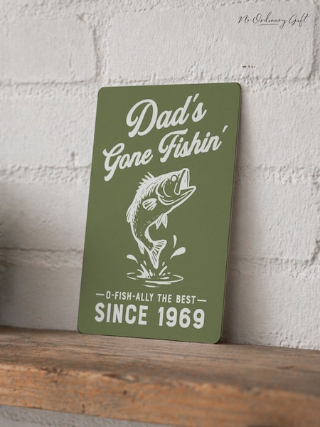 Gone Fishing Personalised Metal Sign By No Ordinary Gift