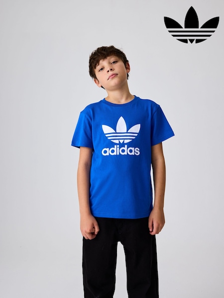 adidas orignal Blue Kids Trefoil 100% Cotton T-Shirt (K98484) | £18
