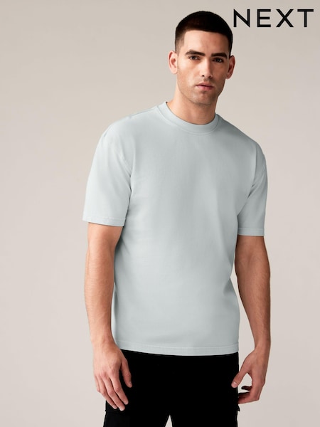 Ice Grey Garment Dye Heavyweight Relaxed Cotton T-Shirt (K98987) | £18
