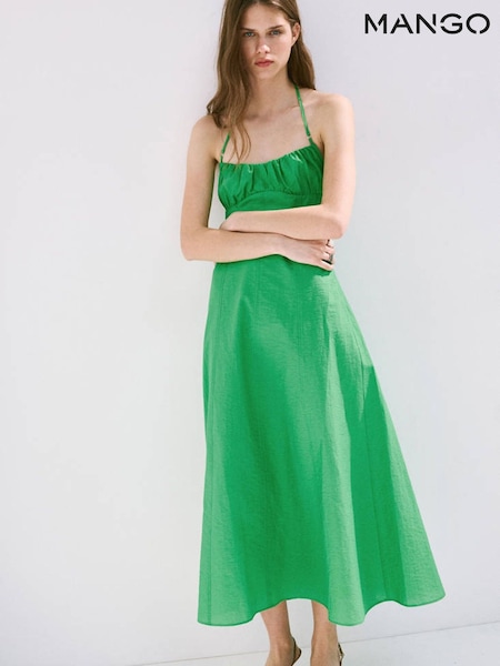 Green - Mango Halter Neck Midi Dress