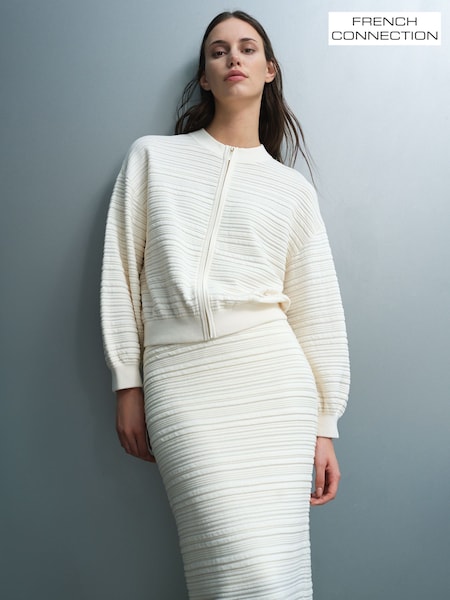 Cream - French Connection Mayim Knit Pleated Cardigan