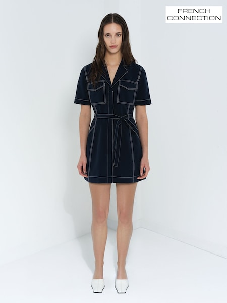 Blue - French Connection Azra Patch Pocket Mini Dress