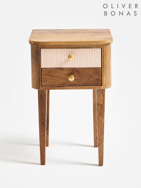 Oliver Bonas Tinta Stripe Mango Wood Bedside Table