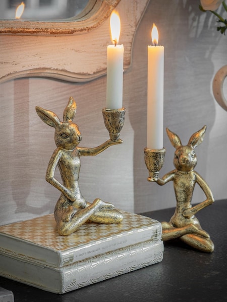 One.world Avening Pair Of Hares Candle Holder