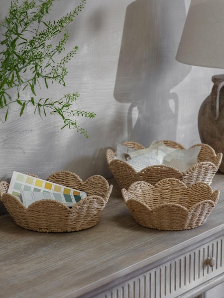 One.world Set Of 3 Brookham Scalloped Baskets