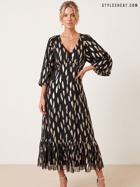 Black - Style Cheat Gold Spot Tiered Dress