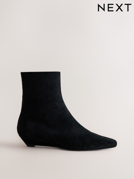 Black - Forever Comfort® Low Wedge Suede Ankle Boots