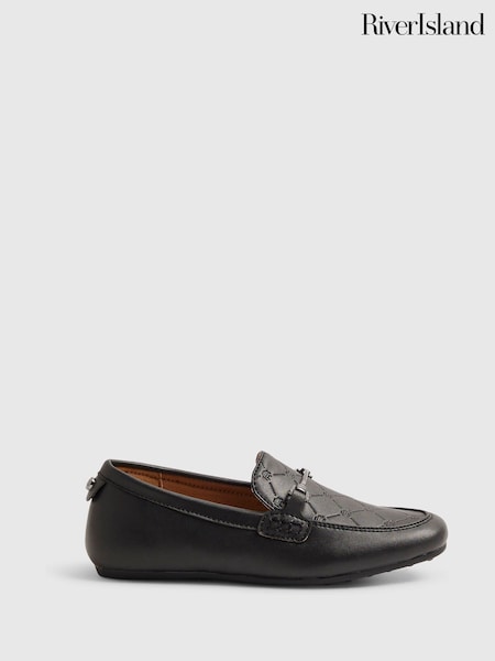 Black - River Island Embossed Formal Shoes