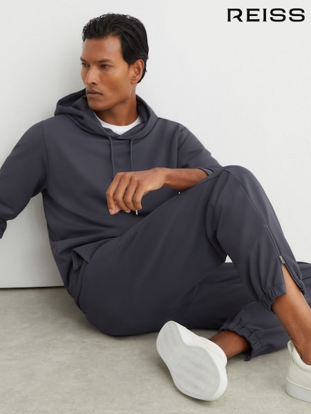 Airforce Blue - Regular Reiss Crescent R-flex Stretch-twill Cuffed Joggers