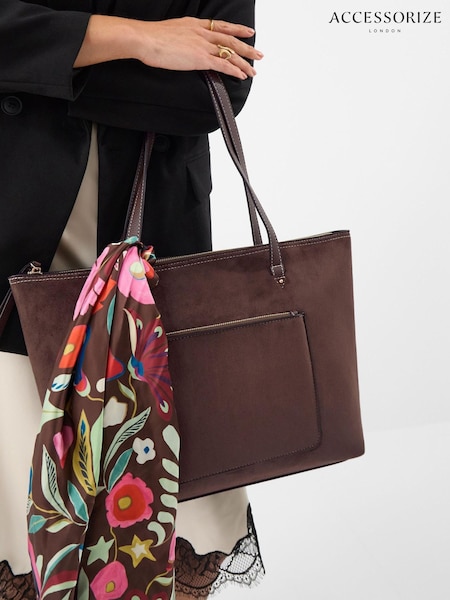 Brown - Accessorize Rachel Zip Front Laptop Tote Bag