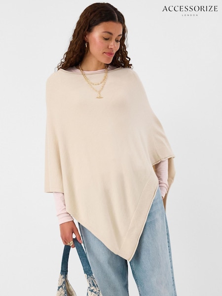 Natural - Accessorize Knit Poncho