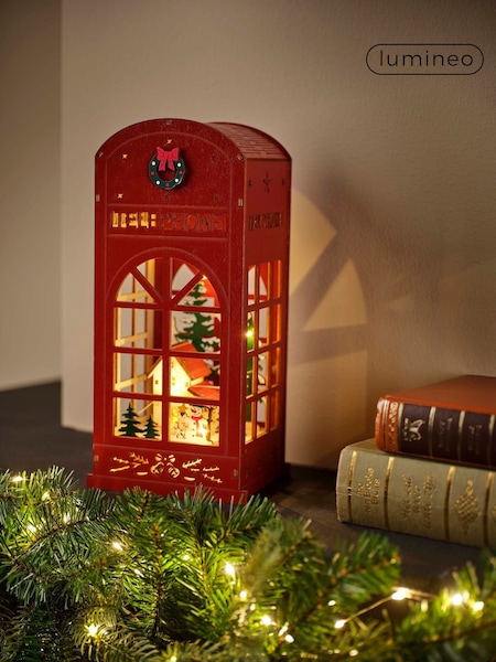 Lumineo Led Wooden Telephone Box Christmas Decoration