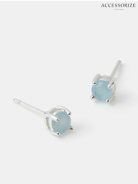 925 Sterling Silver - Accessorize Blue Quartz Stud Earrings