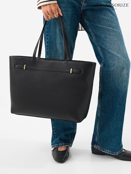 Black - Accessorize Bianca Laptop Tote Bag