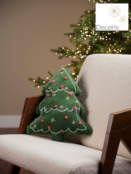 Decoris 48cm Velvet Christmas Tree Cushion