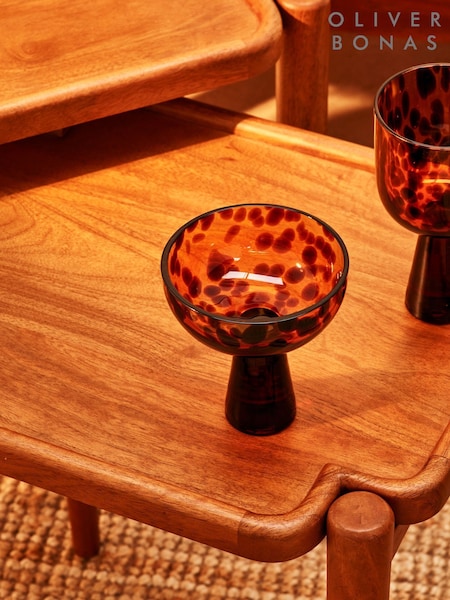 Oliver Bonas Set Of 2 Yara Tortoiseshell Champagne Saucers Glasses