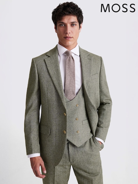 sage Green - Regular Moss Regular Fit Herringbone Suit Jacket