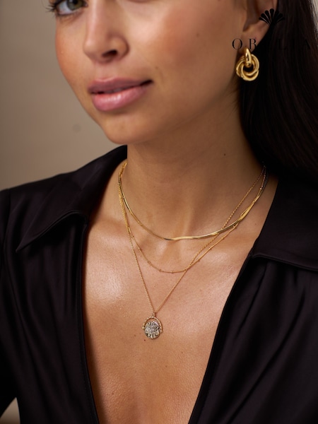 Gold Tone - Orelia London Flat Snake Chain Necklace Gold