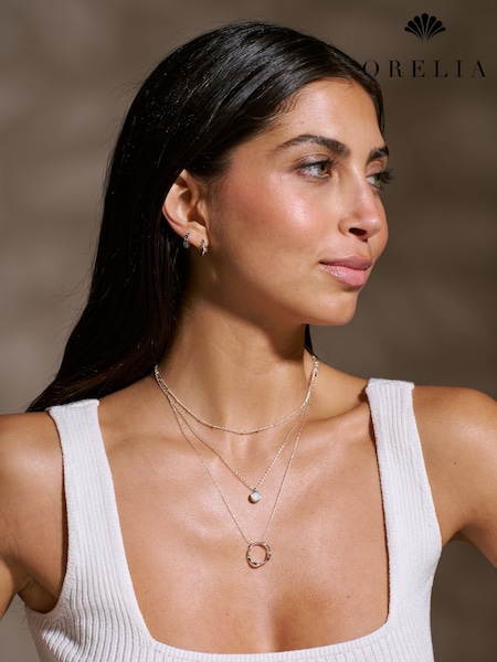 Silver Tone - Orelia London Open Circle Mid Length Necklace