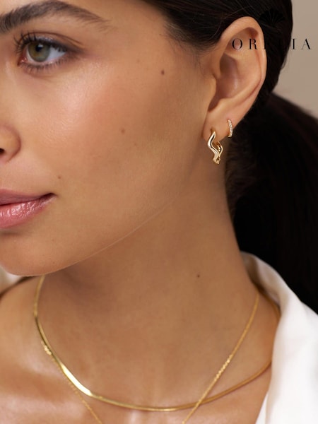 Gold Tone - Orelia London Wave Oval Hoop Earrings Gold