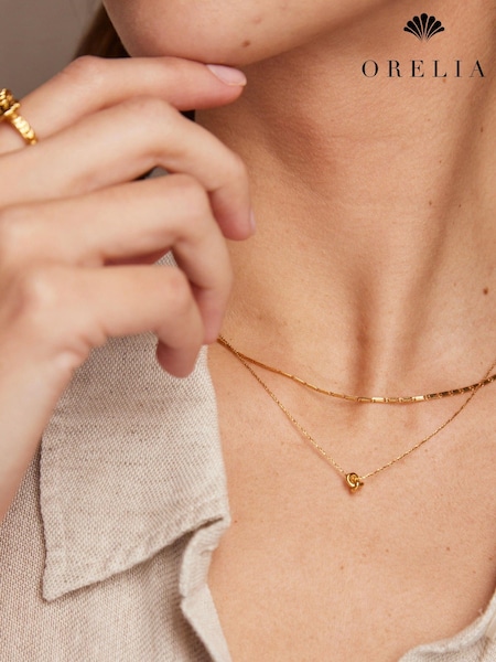 Gold Tone - Orelia London Mini Knot Fine Collar Necklace Gold