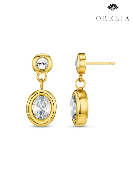 Gold Tone - Orelia Luxe Waterproof Luxe Double Crystal Drop Earrings