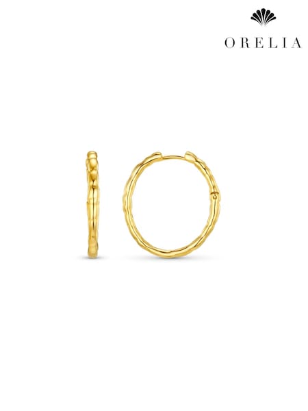 Gold Tone - Orelia London Polished Molten Oval Mid Size Hoop Earrings
