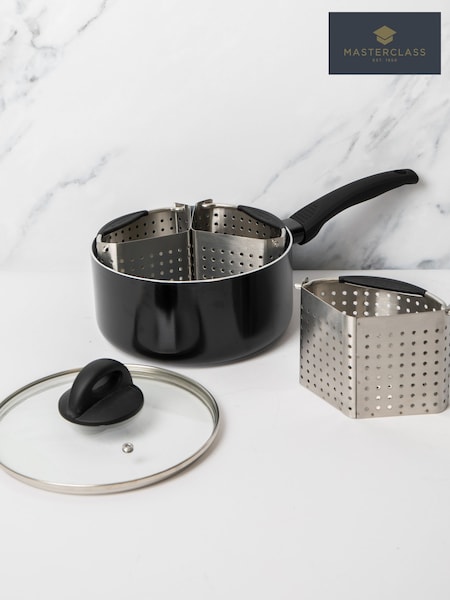 Masterclass Set Of 4 Saucepan With 3 Divider Baskets
