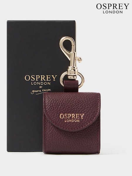 Red - Osprey London The Leather Air Pod Case Keyring & Gift Box
