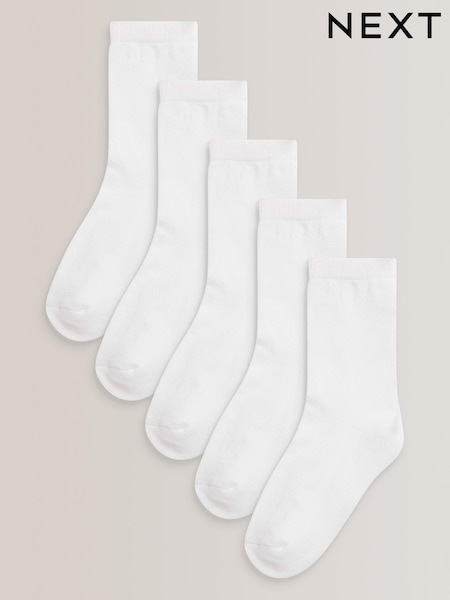 White 5 Pack Cotton Rich Cushioned Sole Ankle Socks (M01594) | £8 - £9