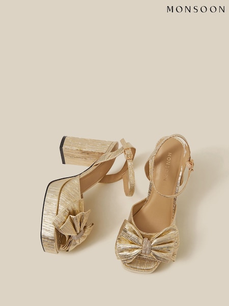 Gold - Monsoon Iona Bow Platform Heels