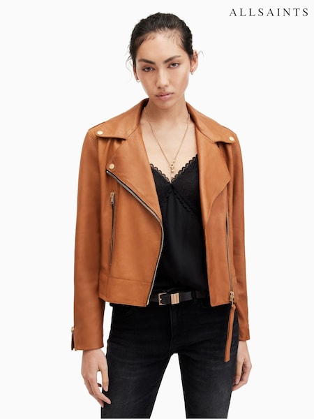 AllSaints Brown Beale Biker Jacket (M03247) | £339