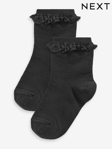 Black 2 Pack Cotton Rich Ruffle Ankle Socks (M03395) | £4.50 - £5.50