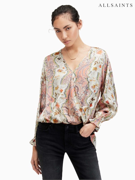 AllSaints Green Penny Cascade Top (M03566) | £28