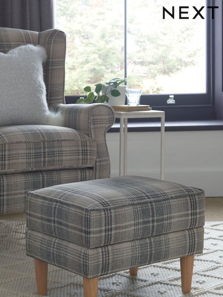 Versatile Check Nevis Grey Sherlock Storage Footstool (M03843) | £125