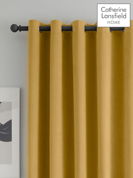 Catherine Lansfield Yellow Wilson Thermal Fleece Lined Door Curtain Panel (M04113) | £28 - £38