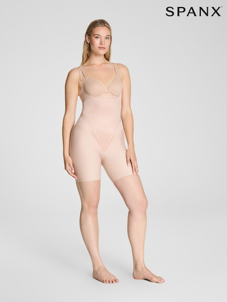 Nude - Spanx Transform Extra-firm Control Open-bust Mid-thigh Bodysuit