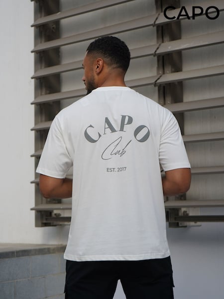 White/Green - Regular Capo Beach Club Back Graphic T-shirt
