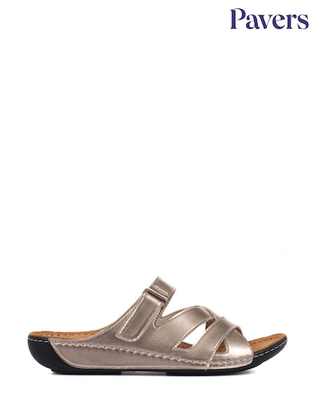 Pavers Natural Ladies Touch Fasten Mules (M04791) | £30
