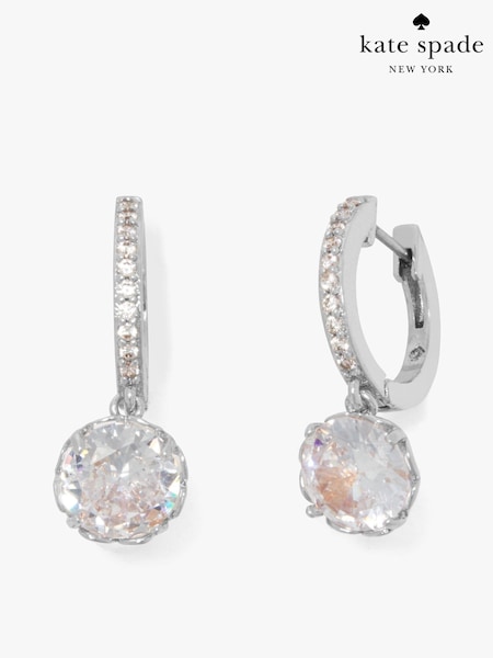 Kate Spade New York Silver Tone Sparkle Pave Drop Huggie Earrings (M04940) | £65