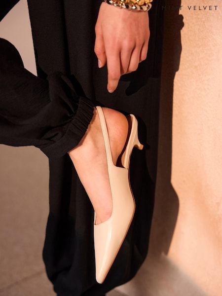 Grey - Mint Velvet Kat Leather Slingback Heels