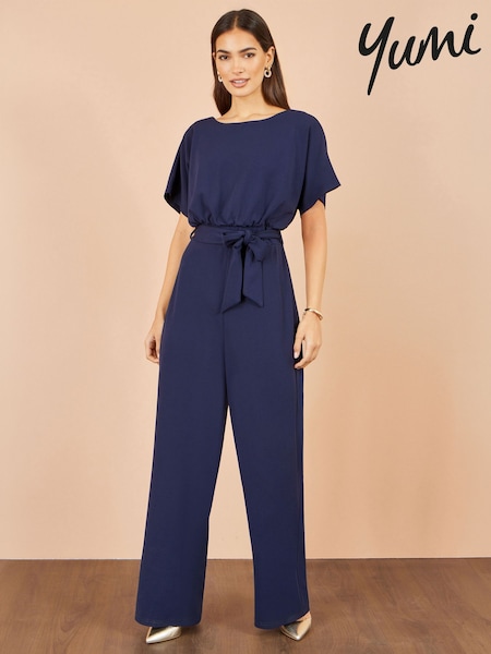Blue - Yumi Batwing Stretch Jumpsuit