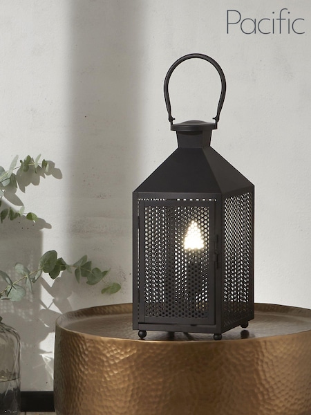 Pacific Matt Black Punched Lantern Desk Lamp (M08052) | £120