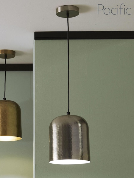 Pacific Antique Silver Dome Ceiling Light Pendant (M08057) | £60