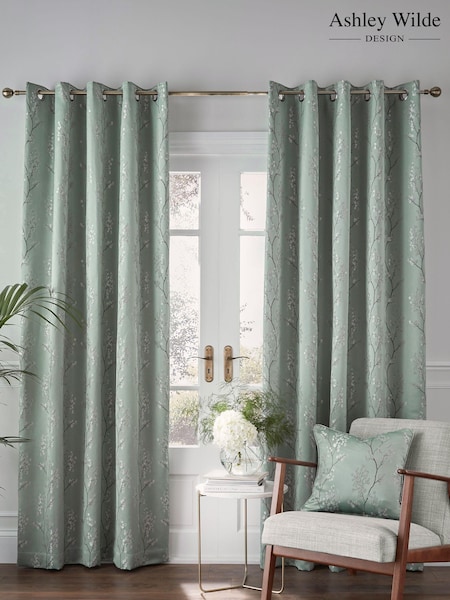 Ashley Wilde Blue Wilstone Blackout Eyelet Curtains (M12418) | £106 - £191
